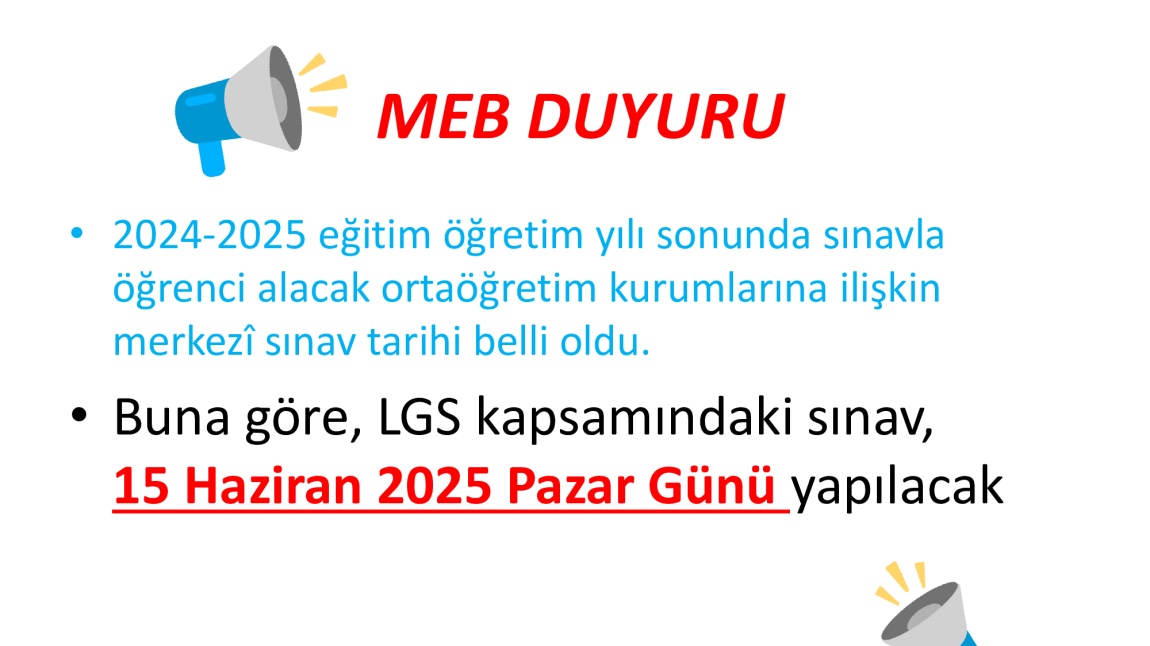 LGS 2025 TARİHİ AÇIKLANDI